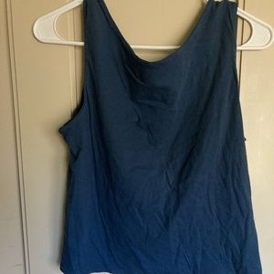 NWOT Synergy Organic Clothing blue semi bare back tank top M